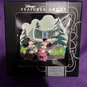 Disney Featured Artist Pin with Mickey and Minnie in Black and Pink-*Jumbo pin *
